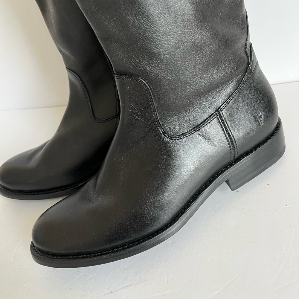 Frye Jayden D Ring Riding Boot Wide Calf BMX EXT Black Brown *flaw* Size 8.5B - Picture 6 of 11